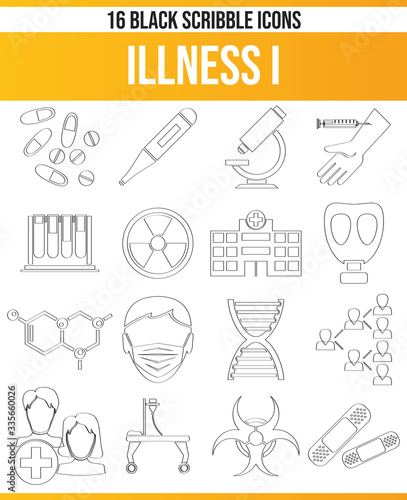 Black Icon Set Scribble Illness I