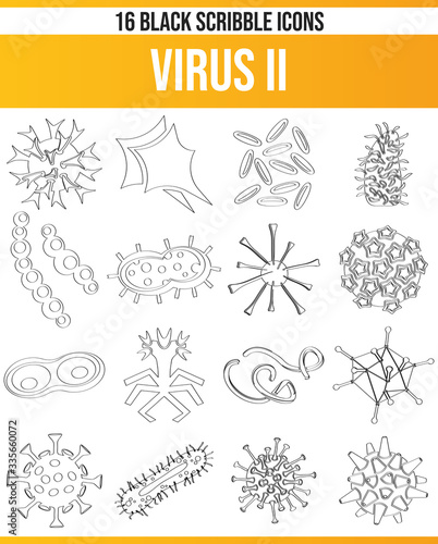 Black Icon Set Scribble Virus II