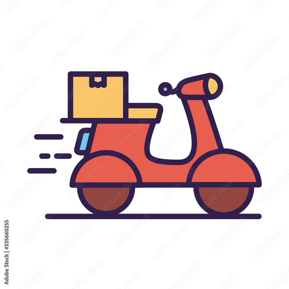 motorcycle vehicle with box delivery line and fill style motorcycle vehicle with box delivery line and fill style