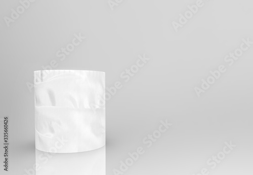 3d rendering. White tissue paper roll on gray background.