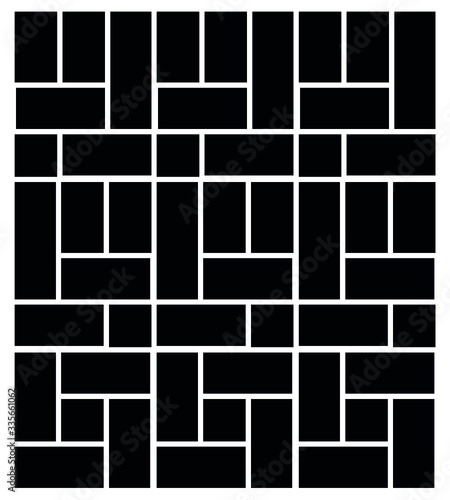 Vector illustration geometric black-and-white pattern rectangle.vector pattern. Abstract geometric background. Linear grid structure from rectangles