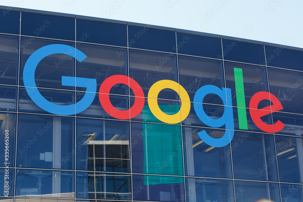 Google logo headquarter headquarters HQ company Googleplex Silicon Valley Mountain View 스톡 사진