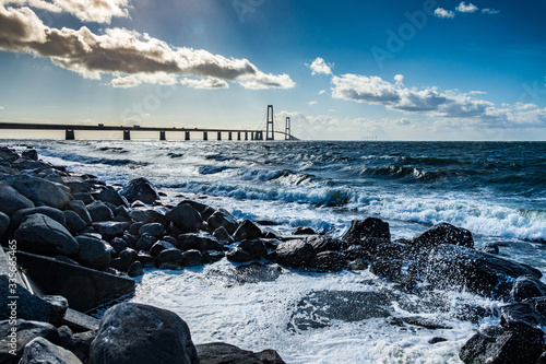 Storebaeltsbroen bridge over the sea, Denmark photo