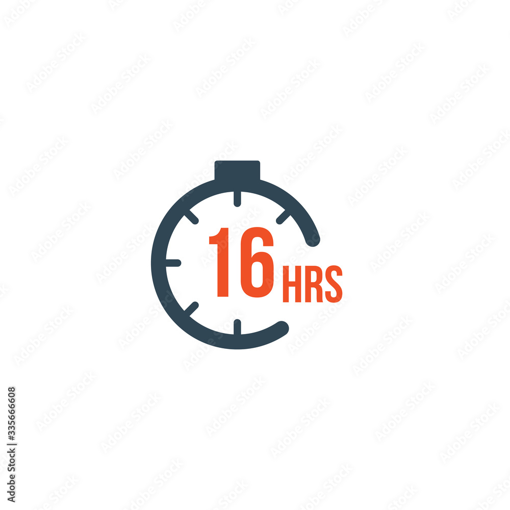 16 hours round timer or Countdown Timer icon. deadline concept. Delivery timer. Stock Vector illustration isolated on white background. 16 hours round timer or Countdown Timer icon. deadline concept. Delivery timer. Stock Vector illustration isolated on white background.