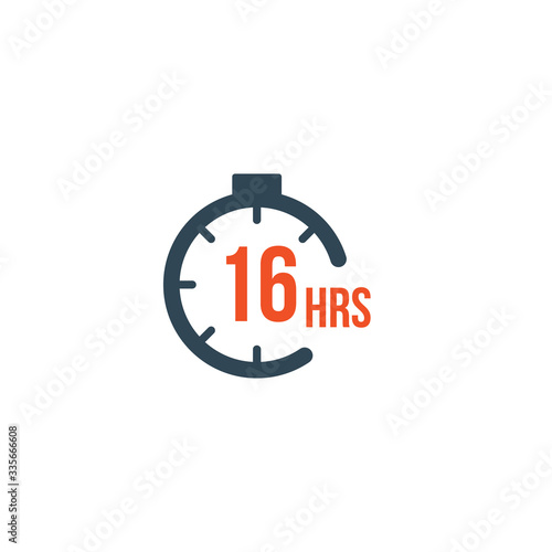 16 hours round timer or Countdown Timer icon. deadline concept. Delivery timer. Stock Vector illustration isolated on white background.