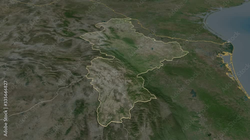 Nuevo León, state with its capital, zoomed and extruded on the satellite map of Mexico in the conformal Stereographic projection. Animation 3D Nuevo León, state with its capital, zoomed and extruded on the satellite map of Mexico in the conformal Stereographic projection. Animation 3D
