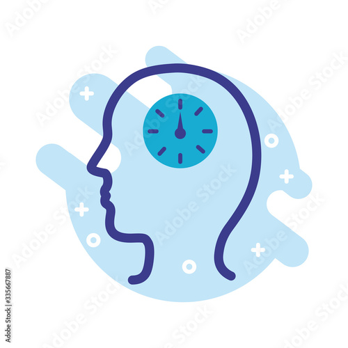 profile with time clock mental health line style icon