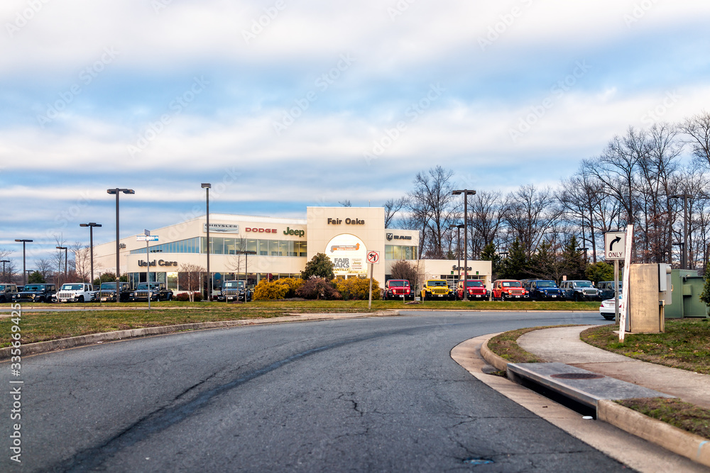 Chantilly, USA January 28, 2020 Chantilly auto park entrance with