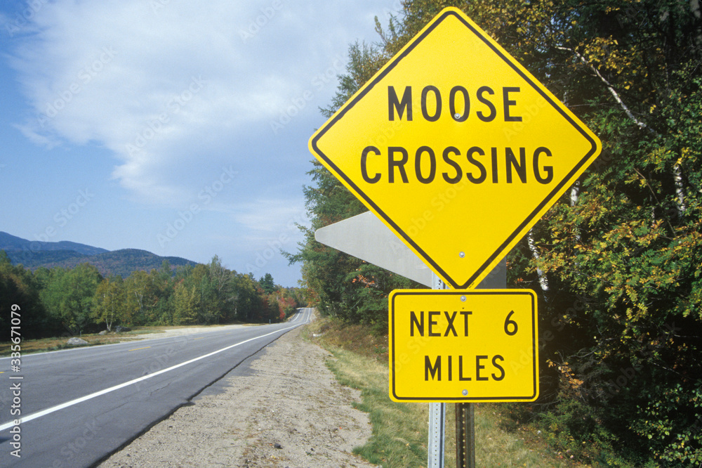 A sign for moose crossing
