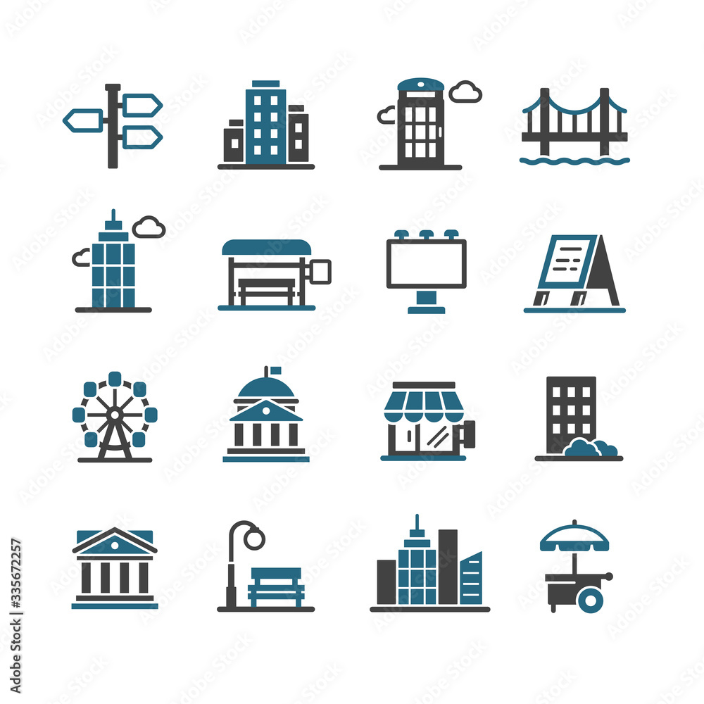 city infrastructure icons vector set