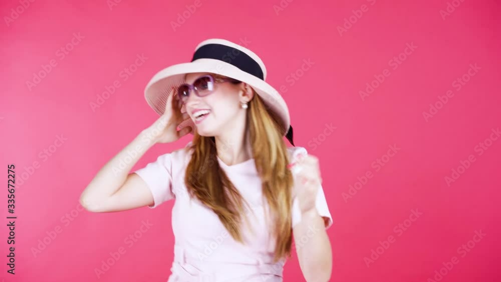 Caucasian woman wear summer clothes while dance Caucasian woman wear summer clothes while dance