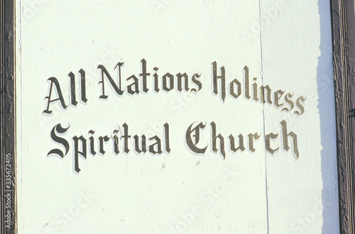 A sign that reads ÒAll Nations Holiness Spiritual ChurchÓ