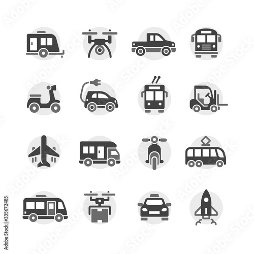 transport vehicle vector icons set