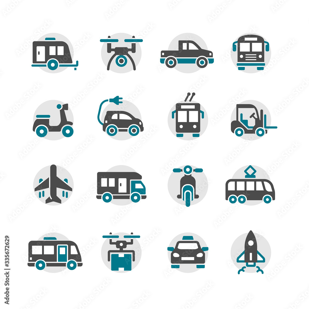 transport vehicle vector icons set transport vehicle vector icons set