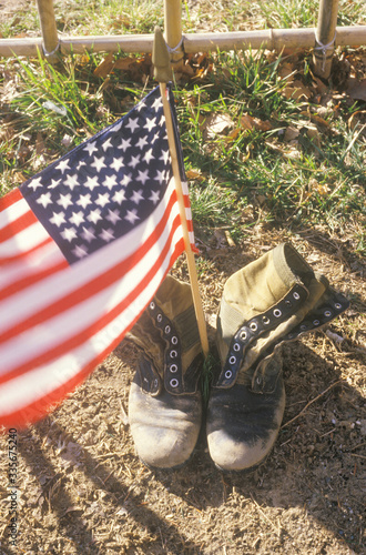 American Flag Between Two Army Boots, Washington, D.C. photo