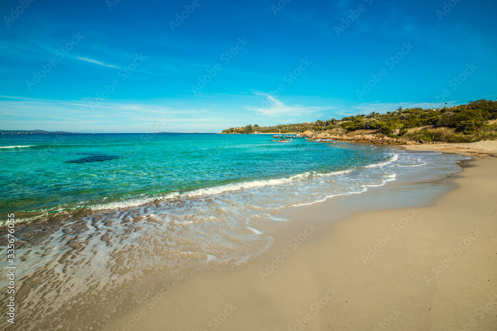 Blue sky over Costa Smeralda shore in springtime