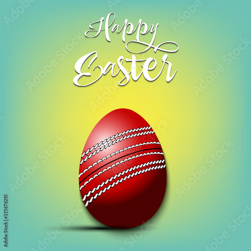 Happy Easter. Egg in the form of a cricket ball