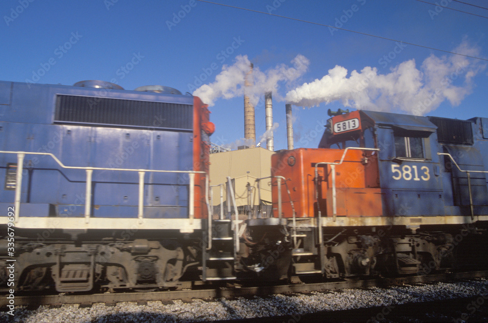 Obraz premium Trains at Chevrolet automotive plant in Detroit, Michigan