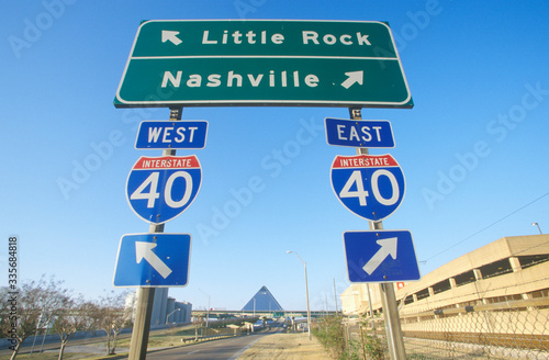 Interstate Highway 75 North and South Freeway signs to Nashville or Little Rock