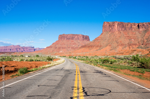Scenic state route 128 leading to Castle Valley - Utah, USA