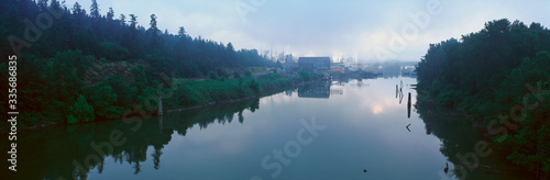 Paper Mill in the fog on the Columbia River Gorge, WA