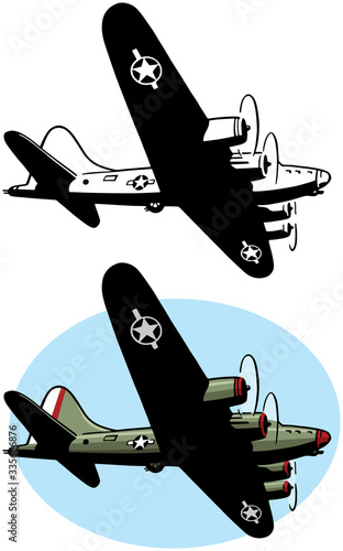 A drawing of a World War II era bomber aircraft. Fototapet