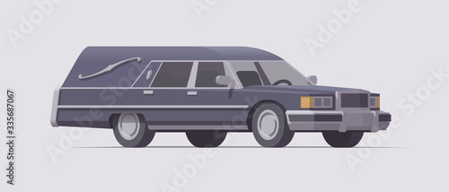 Vector vintage funeral hearse car. Isolated illustration