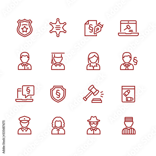 Vector justice and legal icon set
