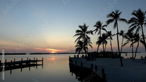Romantic bay in the Keys of Florida after sunset