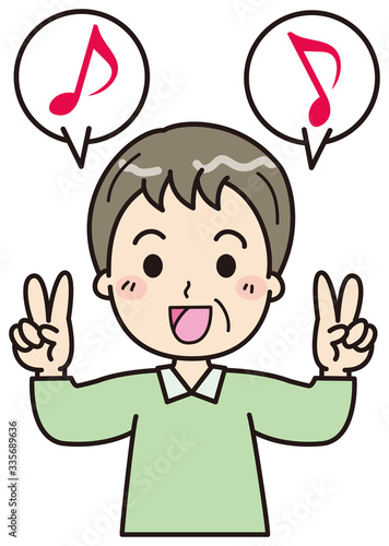 高齢男性　喜ぶ　イラスト