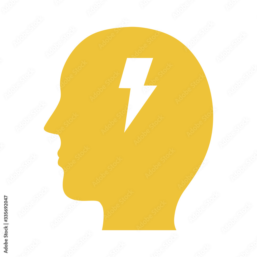 profile with ray thunder mental health silhouette style icon profile with ray thunder mental health silhouette style icon