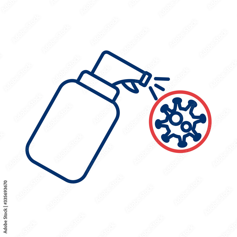splash bottle with covid 19 particle line style icon splash bottle with covid 19 particle line style icon