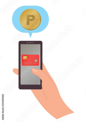 スマホ決済でポイントが貯まるイラスト