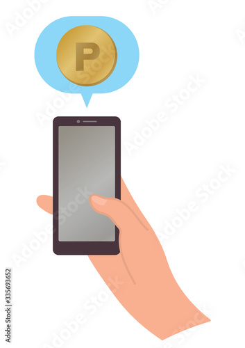 ポイントが貯まる　携帯　スマホのイラスト