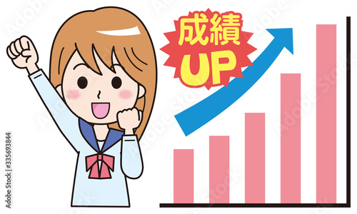 成績アップ　女子高生　イラスト1