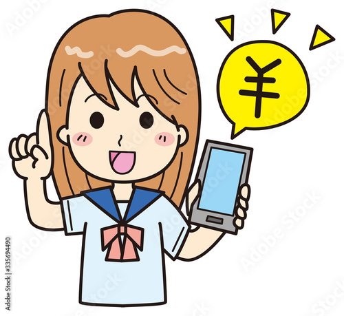 スマホ　女子高生　イラスト3