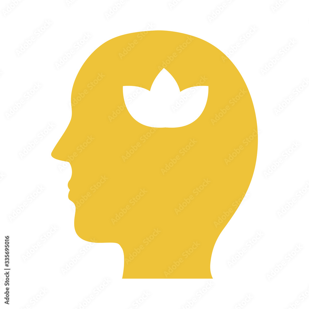 profile with flower mental health silhouette style icon profile with flower mental health silhouette style icon