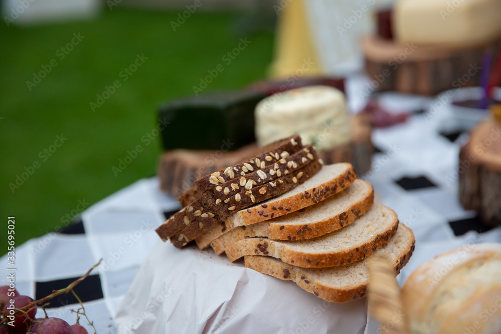 sliced bread on table outdoors sliced bread on table outdoors