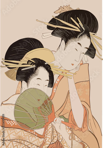 eps Vector image:Ukiyo-e　Beautiful woman Prostitute painting