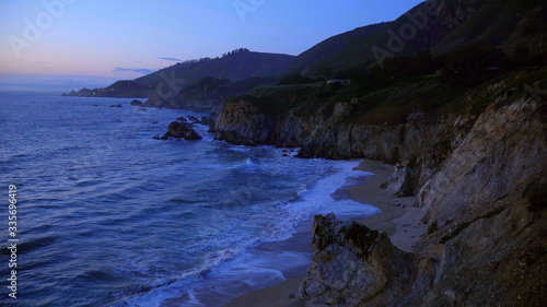 Beautiful Pacific Coastline at night - Big Sur in the evening