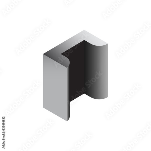 Steel product icon. C chanel profile shape. That alloy of iron from steel production industry and metallurgy used as beam, bar, frame, girder, structure in engineering, construction building material.