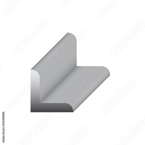 Steel product icon. L chanel profile shape. That alloy of iron from steel production industry and metallurgy used as beam, bar, frame, girder, structure in engineering, construction building material.
