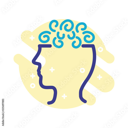 profile with confusion mental health line style icon