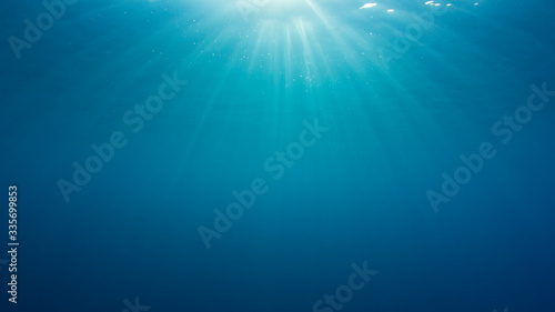 Blue water background and sunlight 