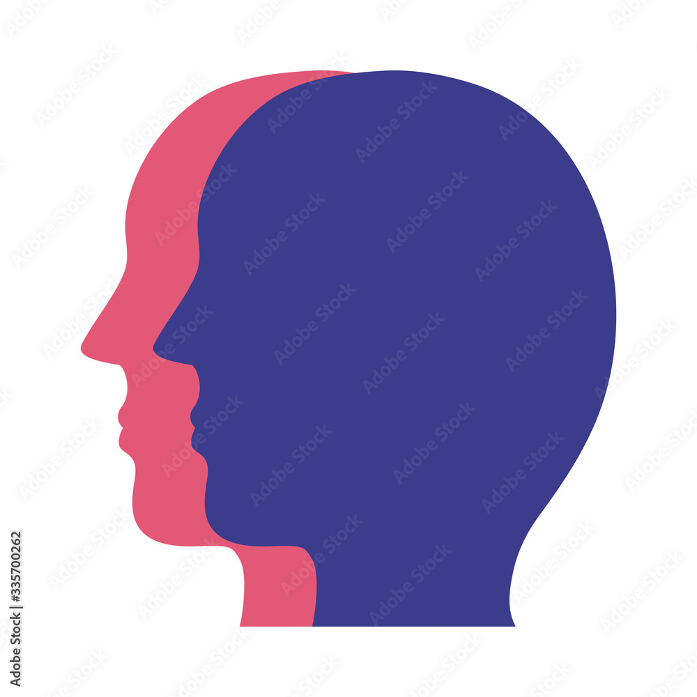 profiles heads mental health silhouette style icon