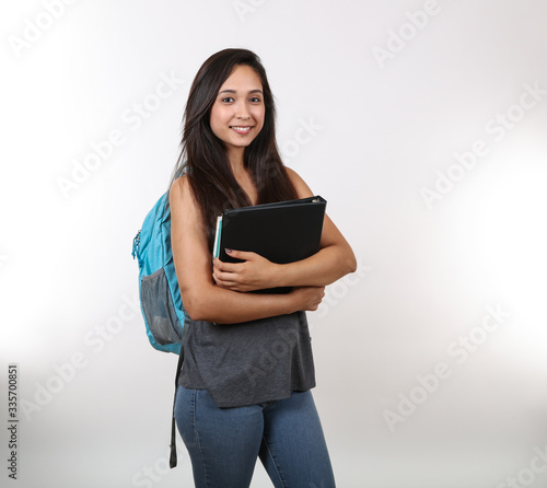 Smiling Female Student Ready For Class