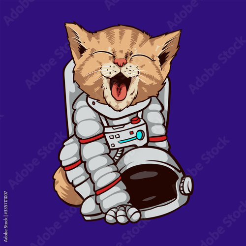 Cat astronaut spaceman illustration 

and tshirt design