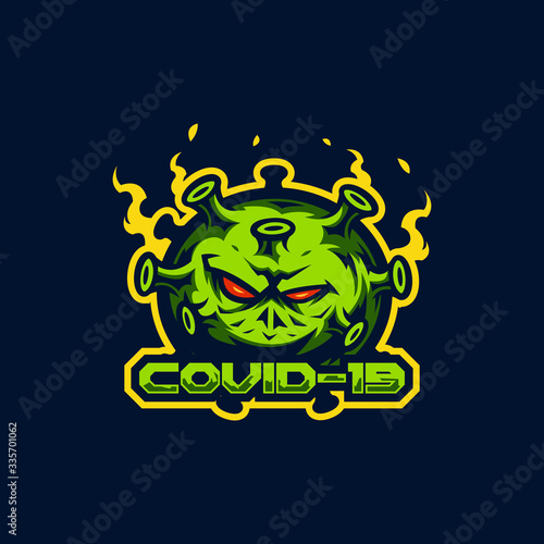 corona virus mascot and esport logo