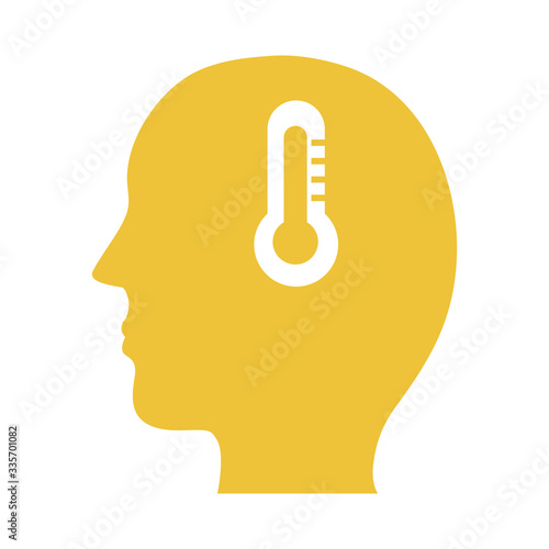 profile with thermometer mental health silhouette style icon