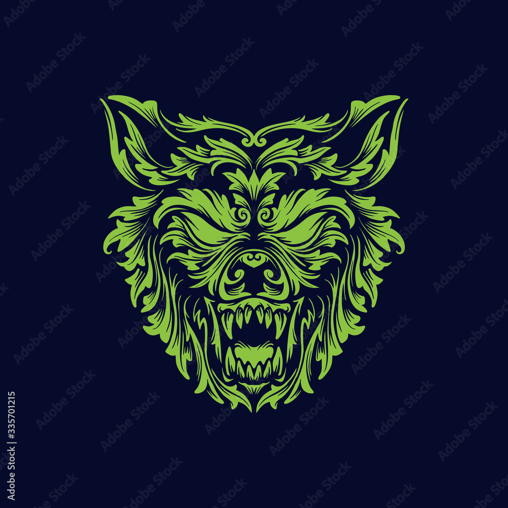 angry wolf head creative logo icon design vector illustration for your work merchandise clothing line, stickers and poster, greeting advertising business company or brands